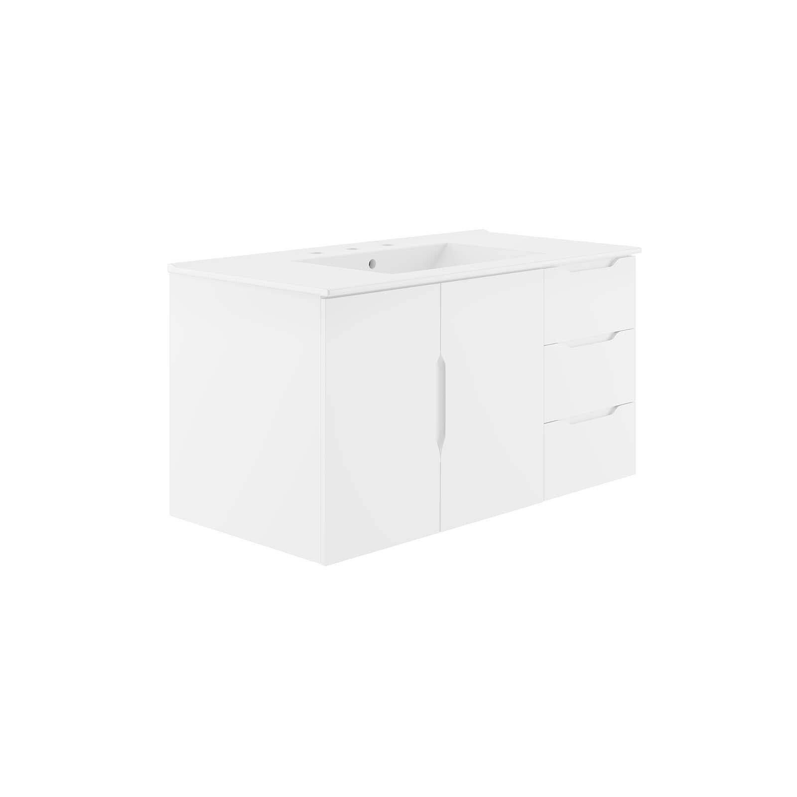Modway Vitality 36″ Wall-Mount Bathroom Vanity in White White