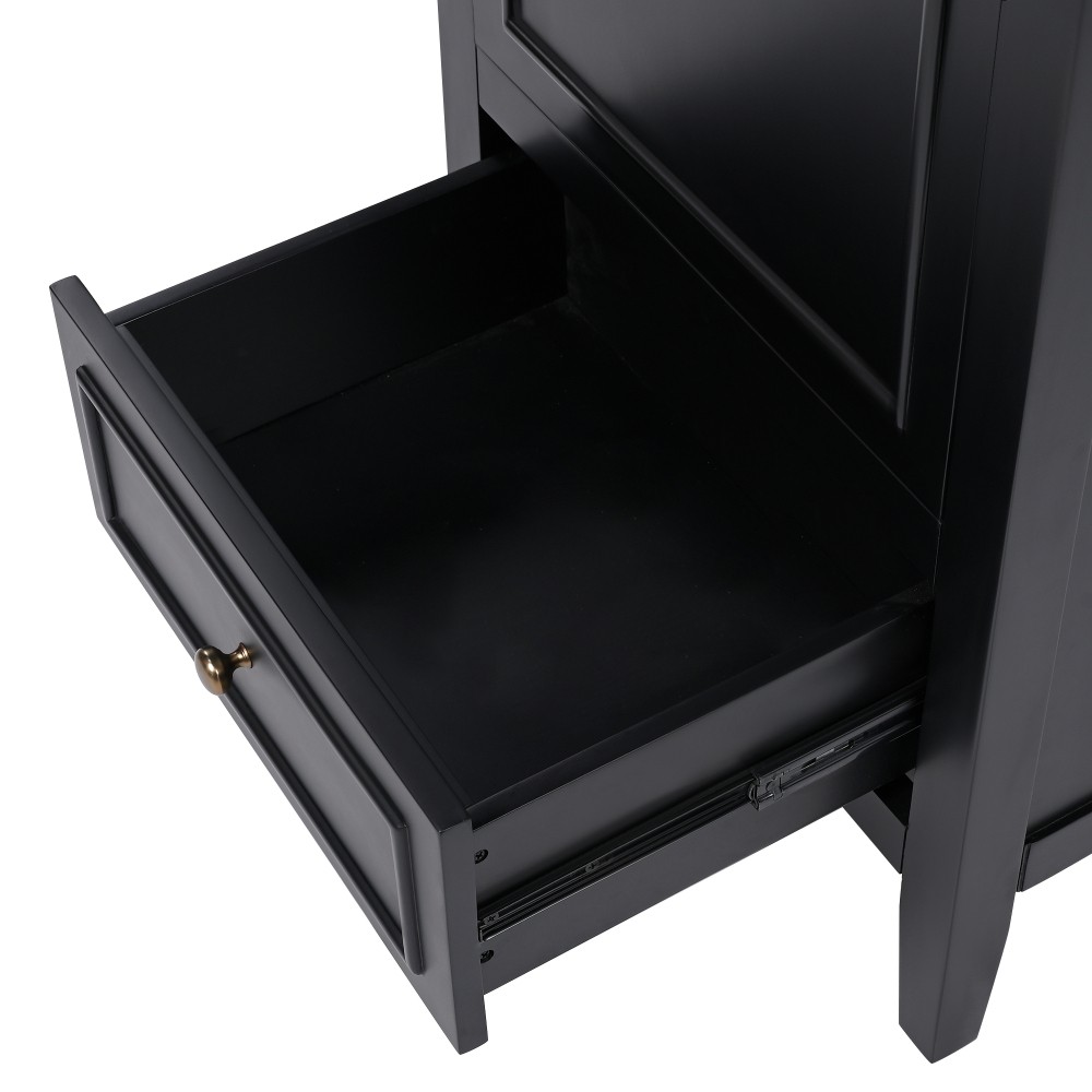 20″ Black Bathroom Vanity with Ceramic Sink Solid Wood MDF Cabinet
