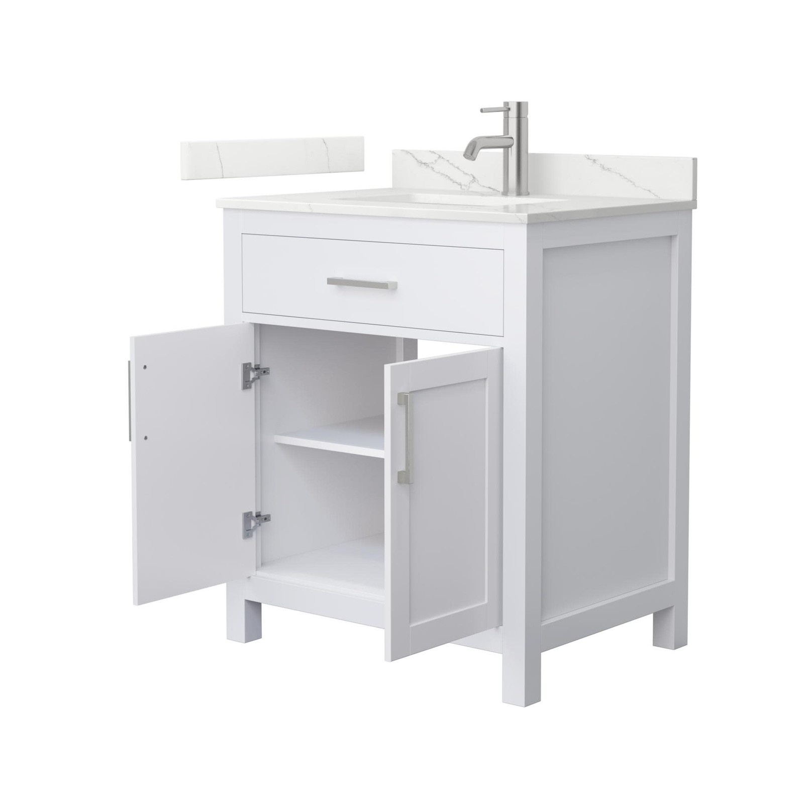 Wyndham Collection WCG2424-30S-QTZ-UNSMXX Beckett 30″ – Whitewashed Oak / White