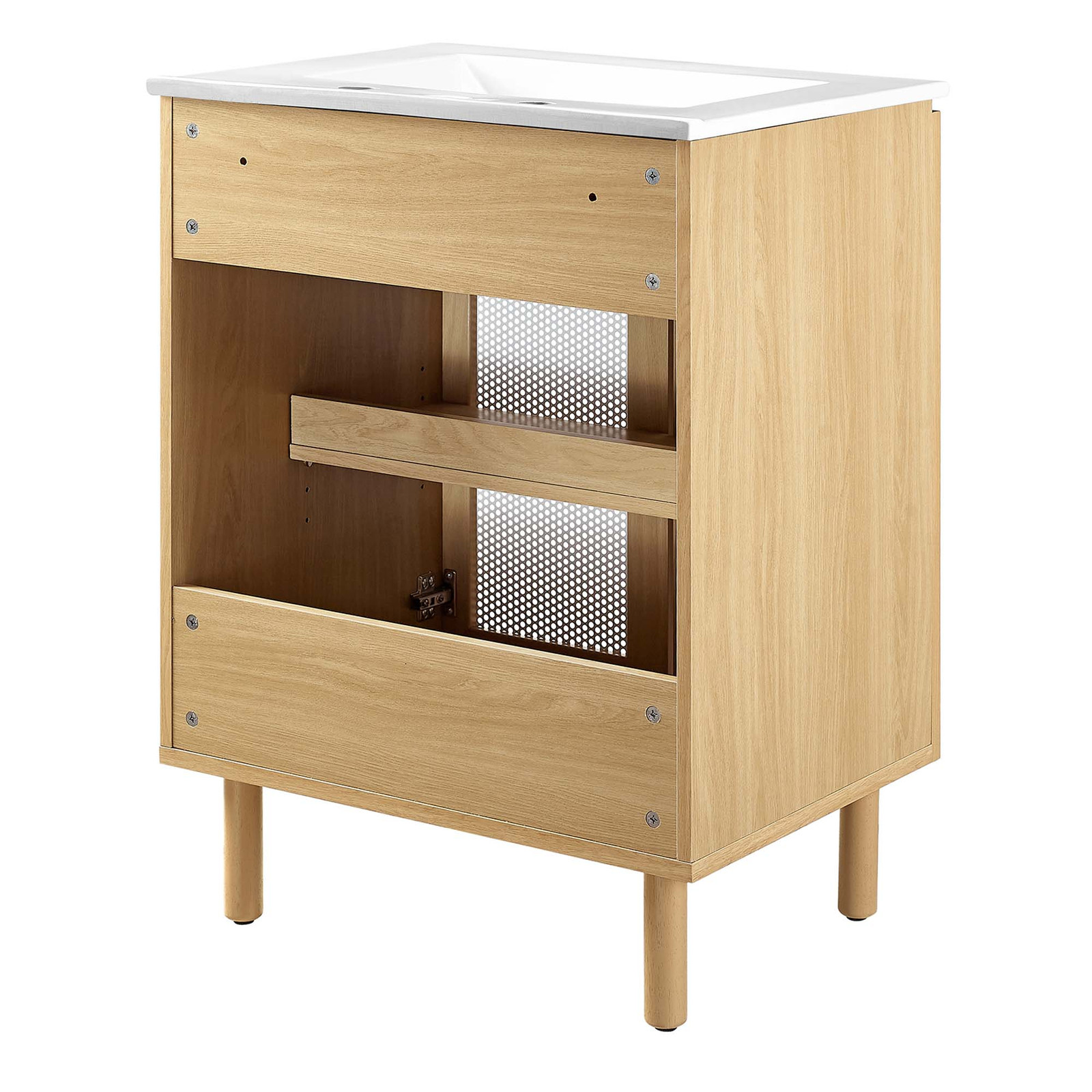 Calla 24″ Perforated Metal Bathroom Vanity in White Oak