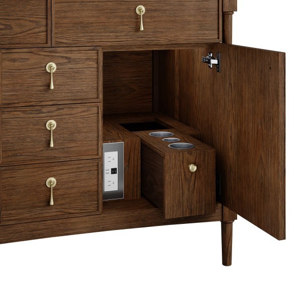 48″ James Martin Kinnsden D680-V48-SBK-3WZ Vanity Cabinet White Zeus Top