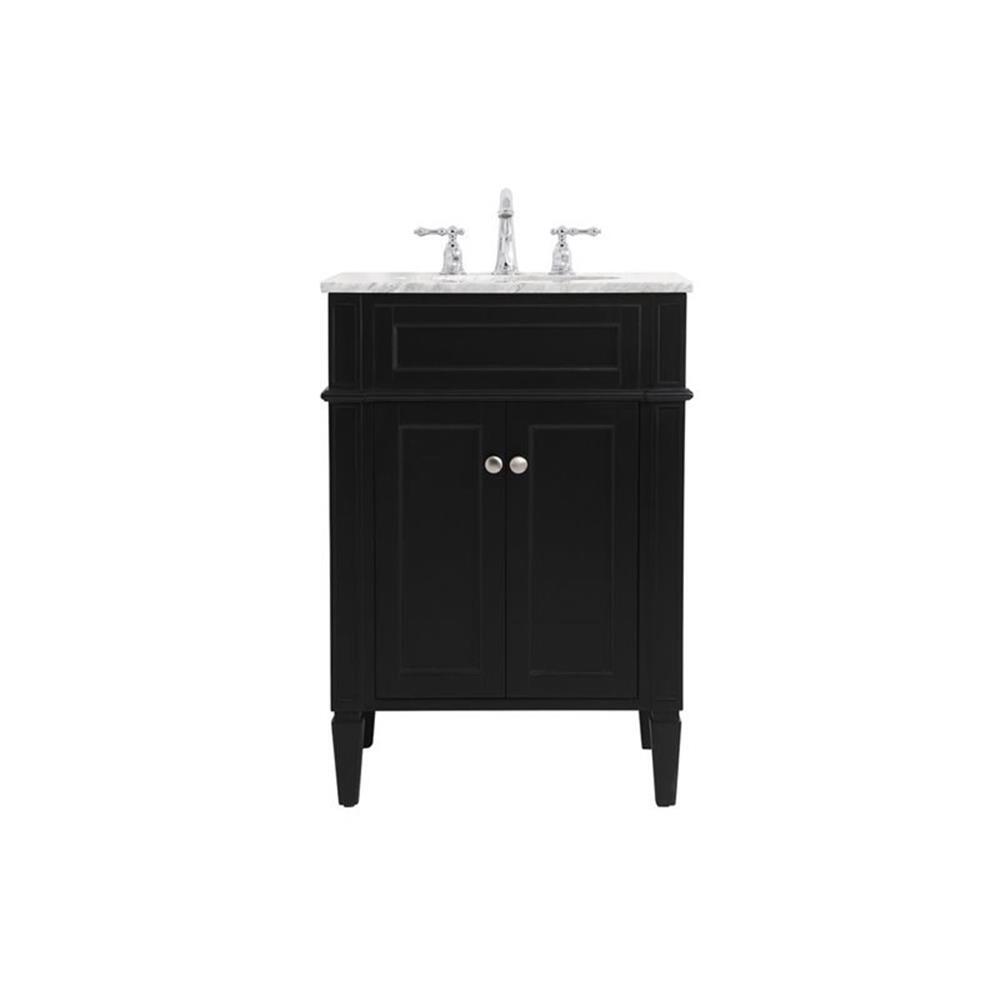 Elegant Decor Park Avenue 24″ Solid Wood & Metal Single Bathroom Vanity in Black