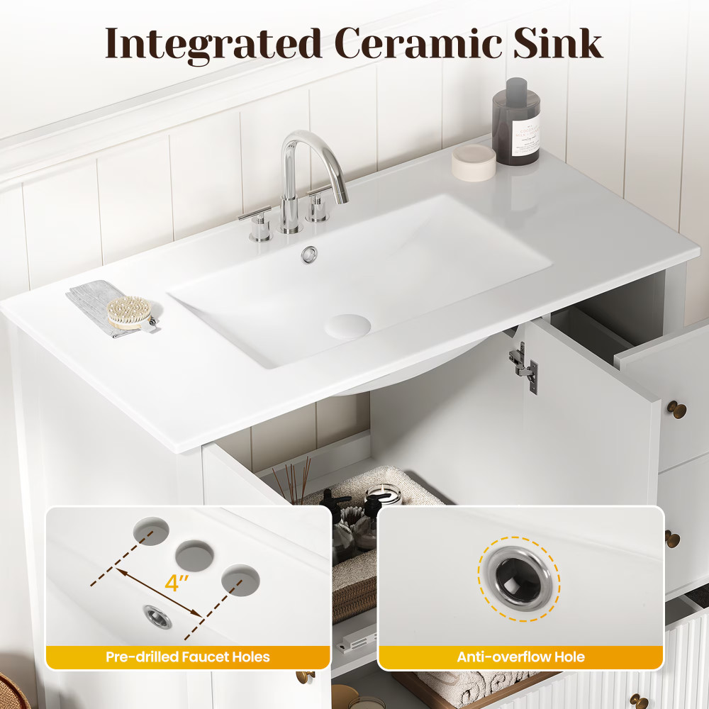 36″ Bathroom Vanity with Sink Combo Bathroom Cabinet with Doors and Drawer