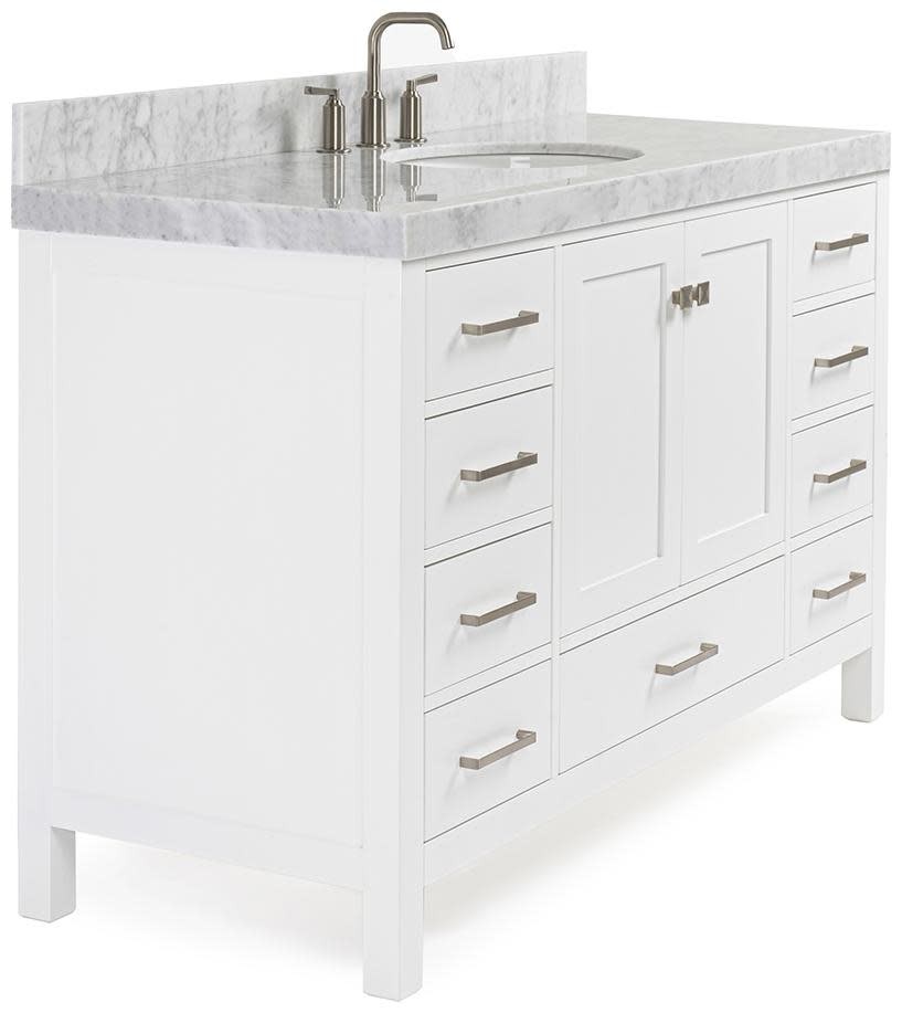 Ariel A054SCW5OVO Cambridge 55″ – White / Italian Carrara Marble Top / Brushed