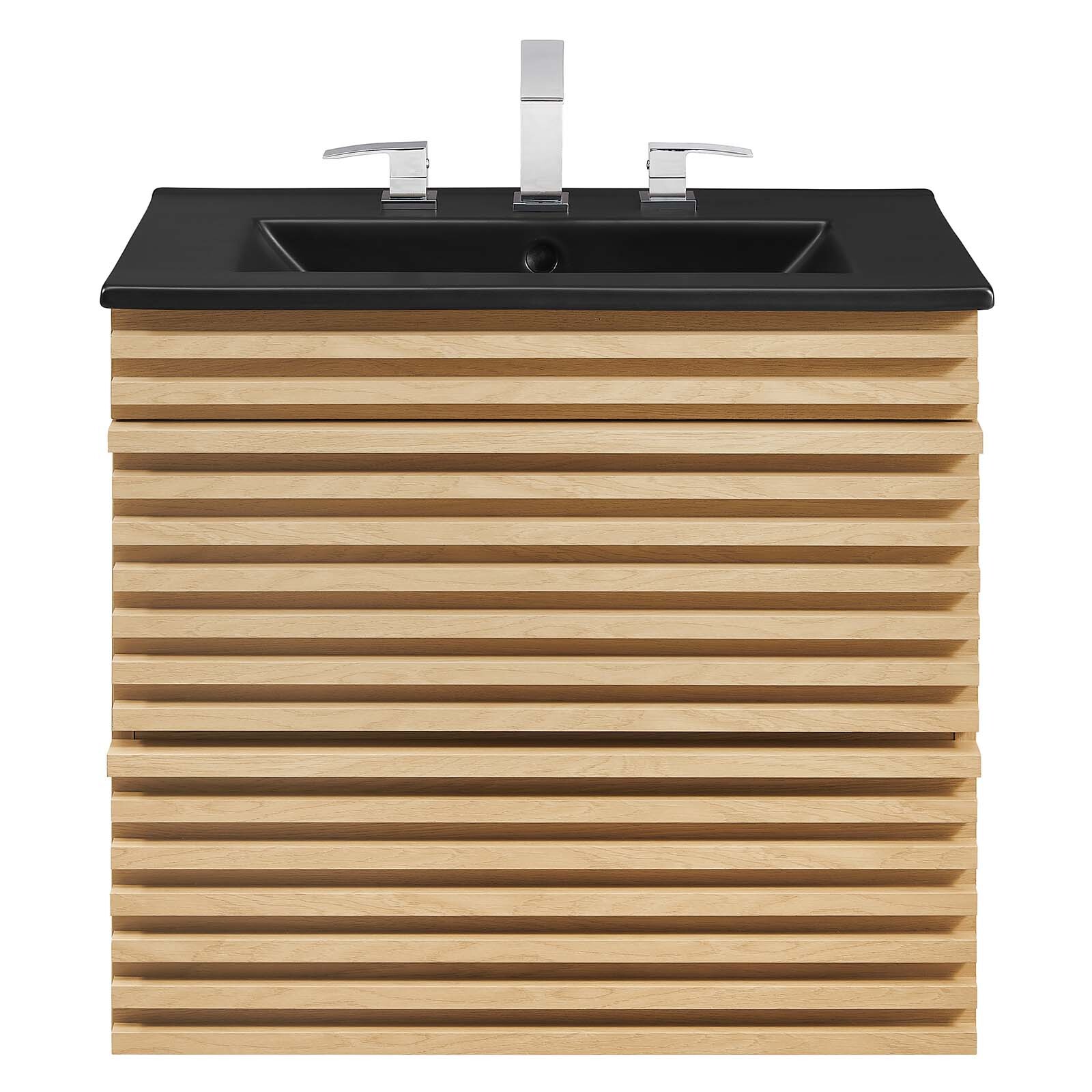Modway Render 24″ Wall-Mount Bathroom Vanity in Oak Black