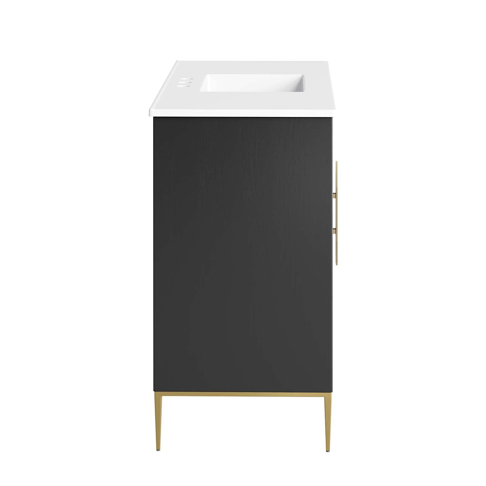 Modway Awaken 48″ Solid Wood and MDF Bathroom Vanity in White/Black