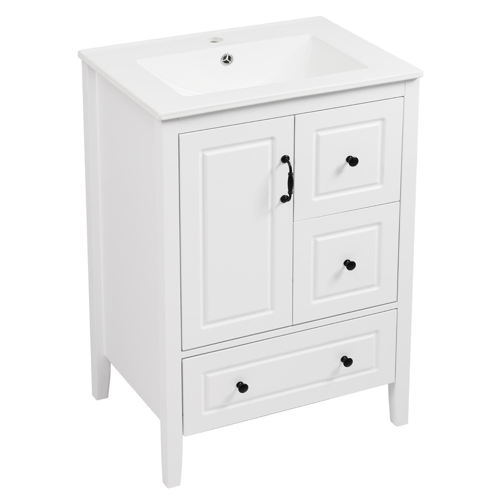 24 inch Bathroom Vanity with Sink, Cabinet with Soft-closing Door, 3