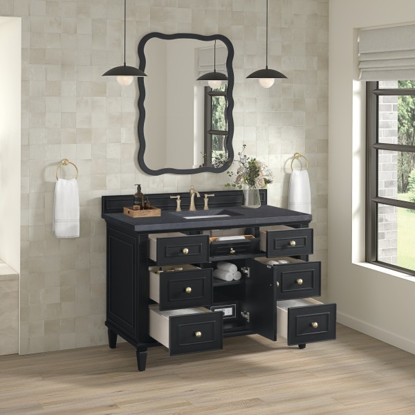 48″ James Martin Lorelai 424-V48-BKO-3CSP Vanity Cabinet Charcoal Soapstone Top