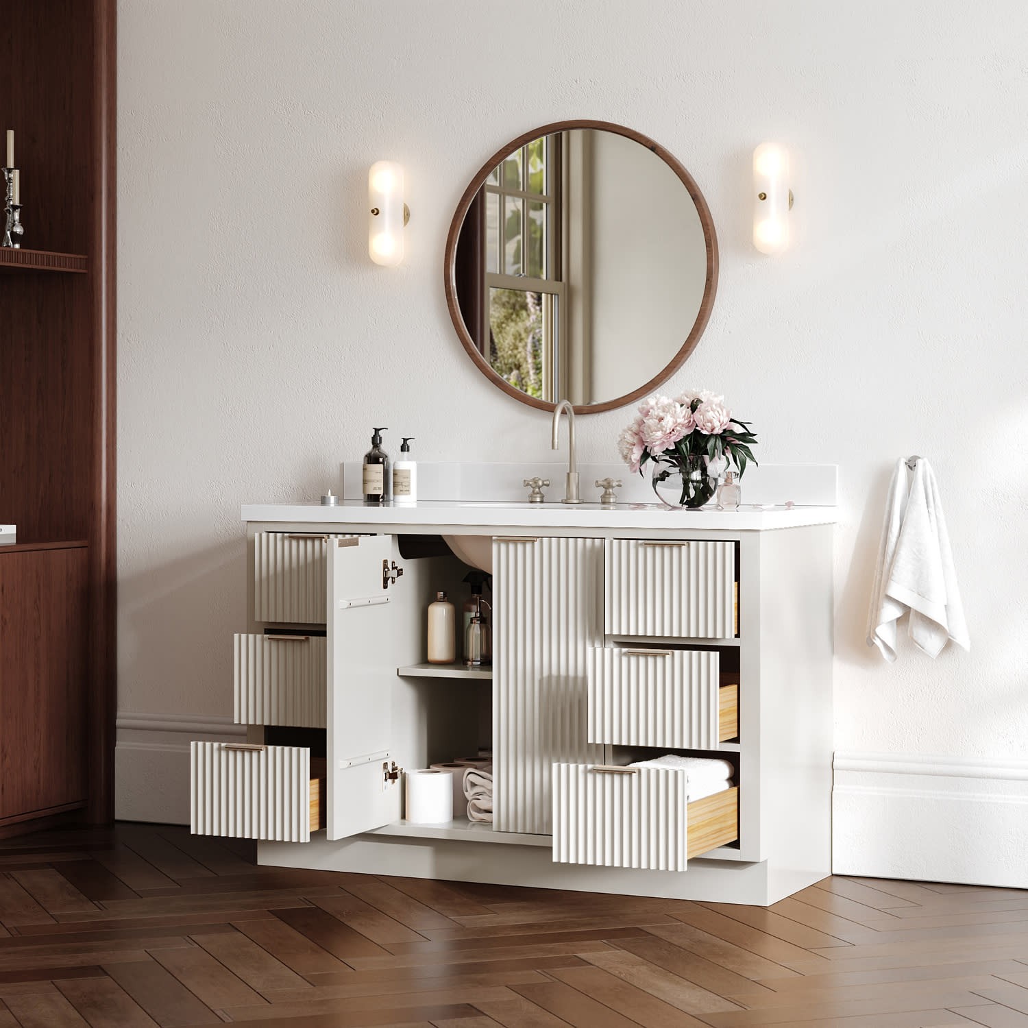 Ariel P55WQOVO Milan 55″ – Warm White / Pure White Quartz Top / Brushed Nickel