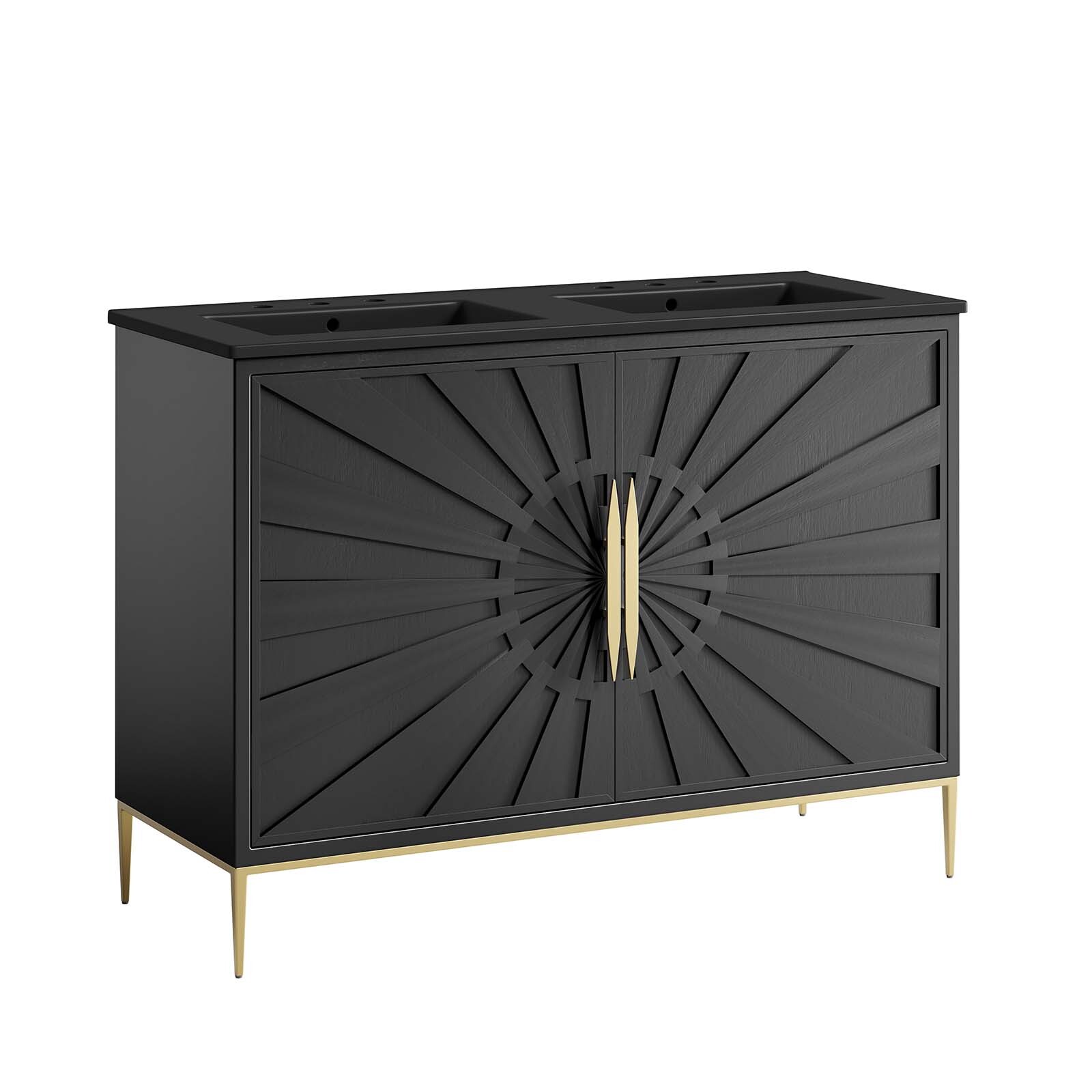 Modway Awaken 48″ Double Sink Bathroom Vanity in Black Black