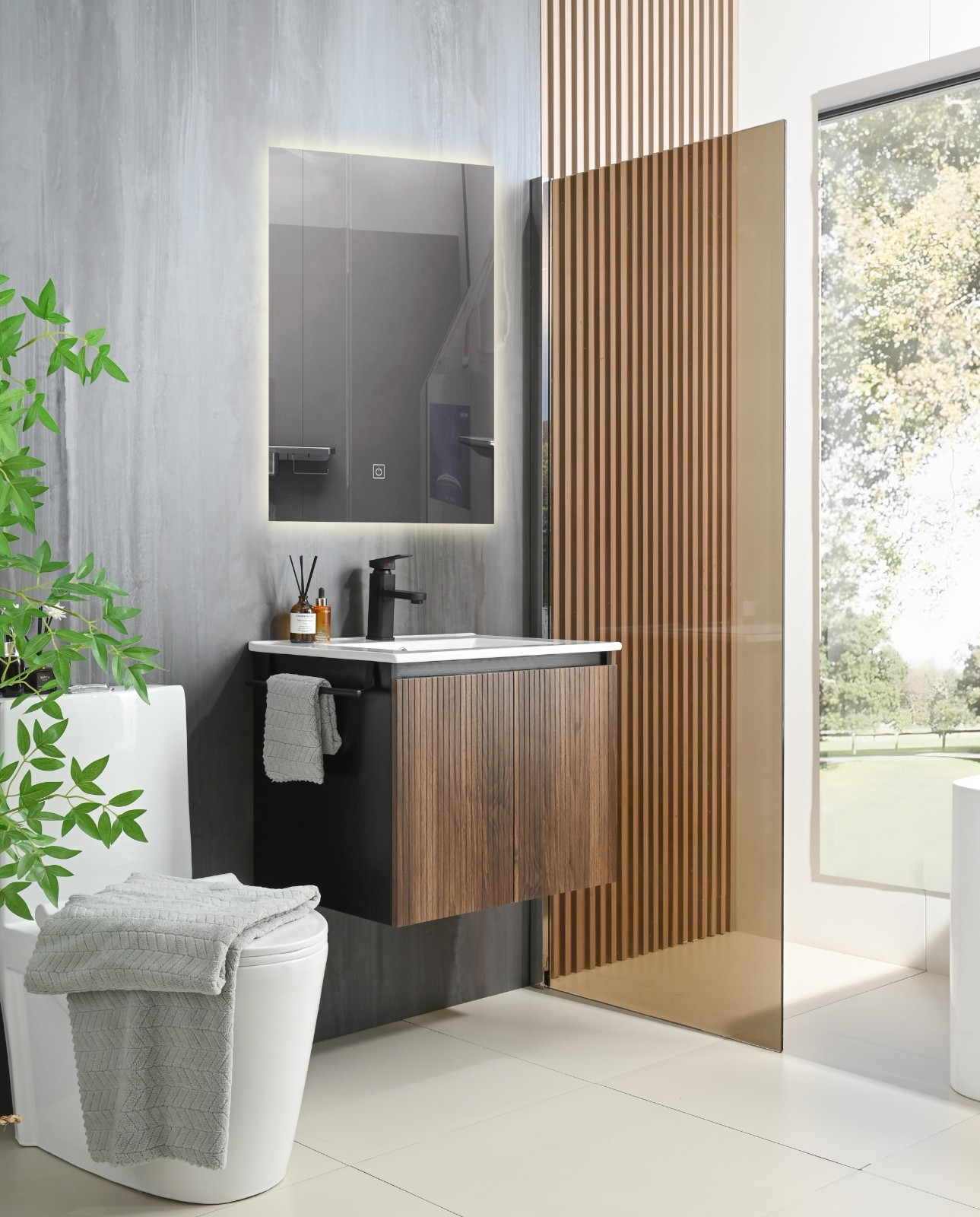 Goodyo 24 in Bathroom Vanity with Sink, Floating Wall-mount Cabinet with 2 Doors