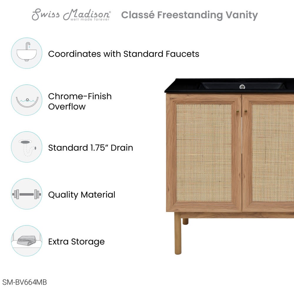 Swiss Madison SM-BV664MB Classe 30″ – Golden Oak / Matte Black