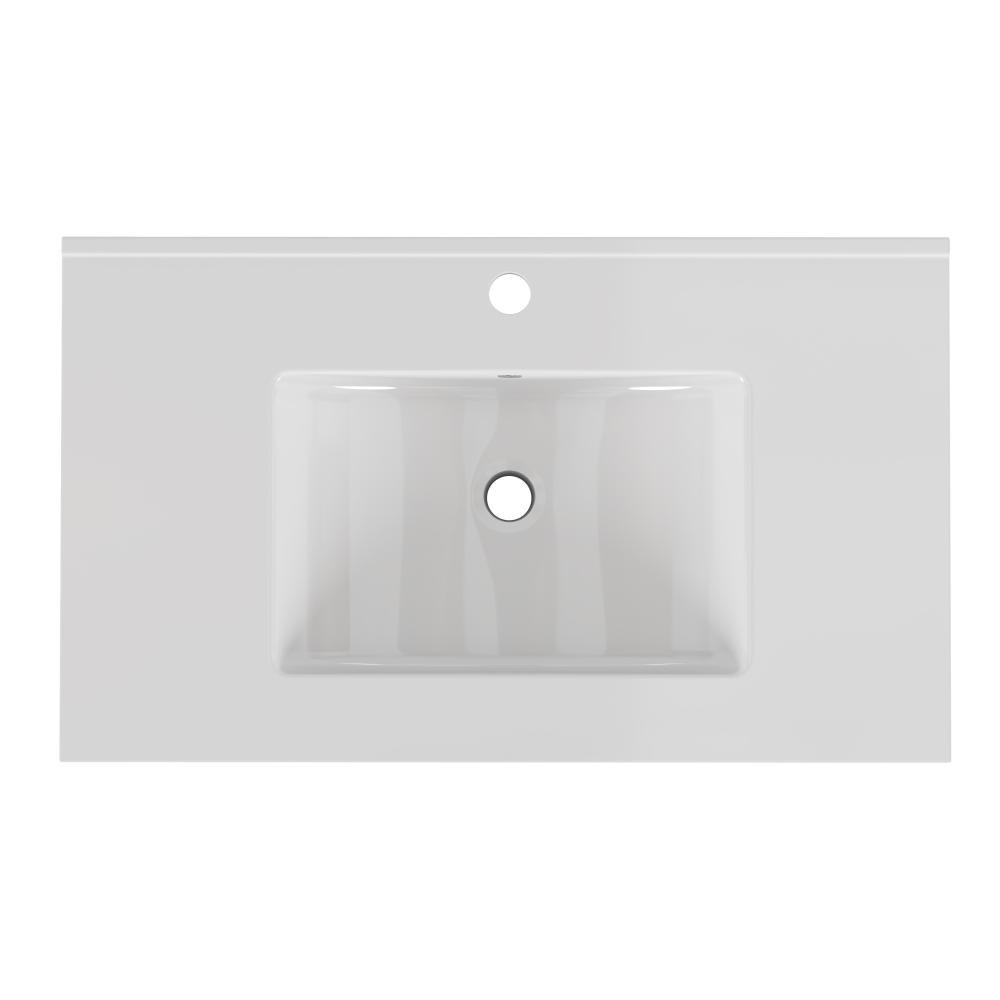 32-Inch White Ceramic Bathroom Sink, Fits 32-Inch Vanity,Pre-Drilled Faucet Hole