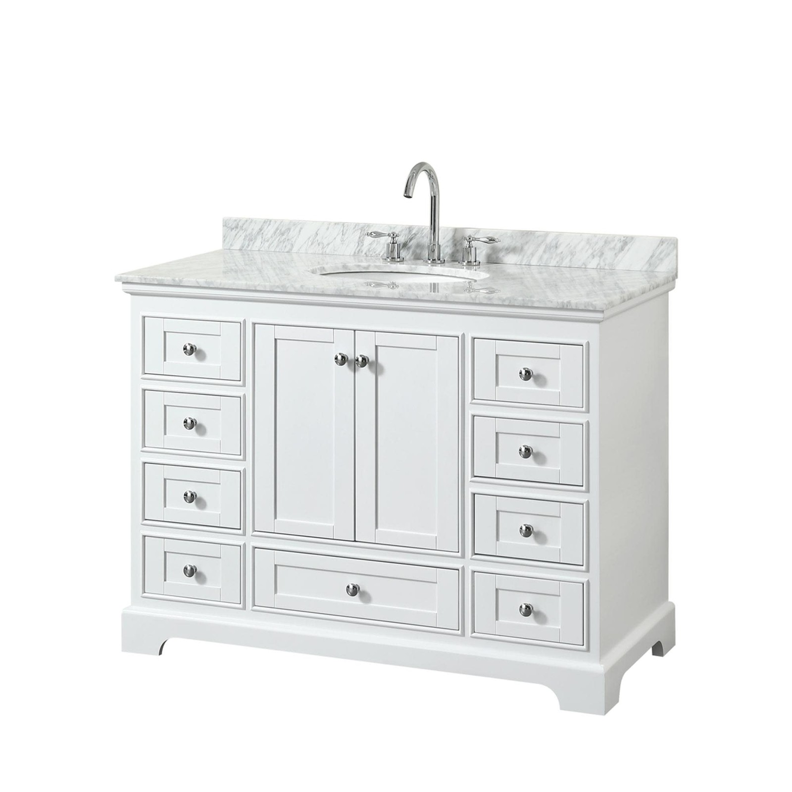 Wyndham Collection WCS202048SCMUNOMXX Deborah 48″ – White / White Carrara Marble