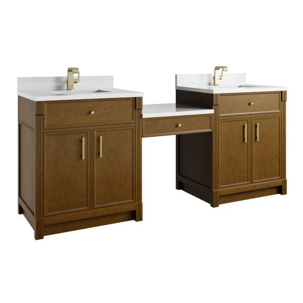 84″James Martin Bellshire 660-VMC84-HNO-1WZ Dual Vanity White Zeus Silestone Top
