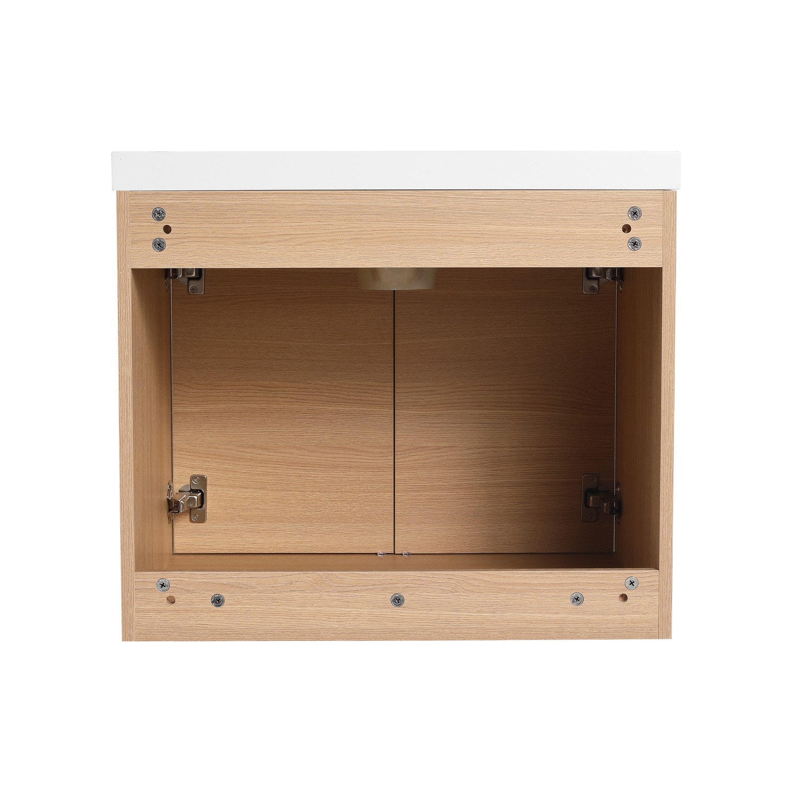 24″ Floating Wall Mounted Bathroom Vanity Cabinet with Resin Basin Natural Oak