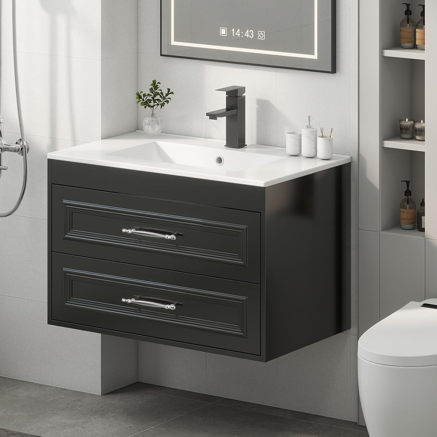 YOURLITE 30″ Floating Bathroom Vanity with Sink Combo, Painted Surface Wall Moun