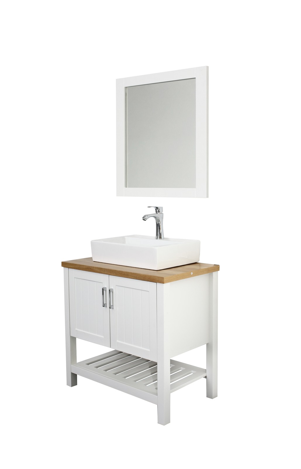 32″ Bathroom Vanity with Sink,Bathroom Vanity Cabinet with Doors and Open Shelf