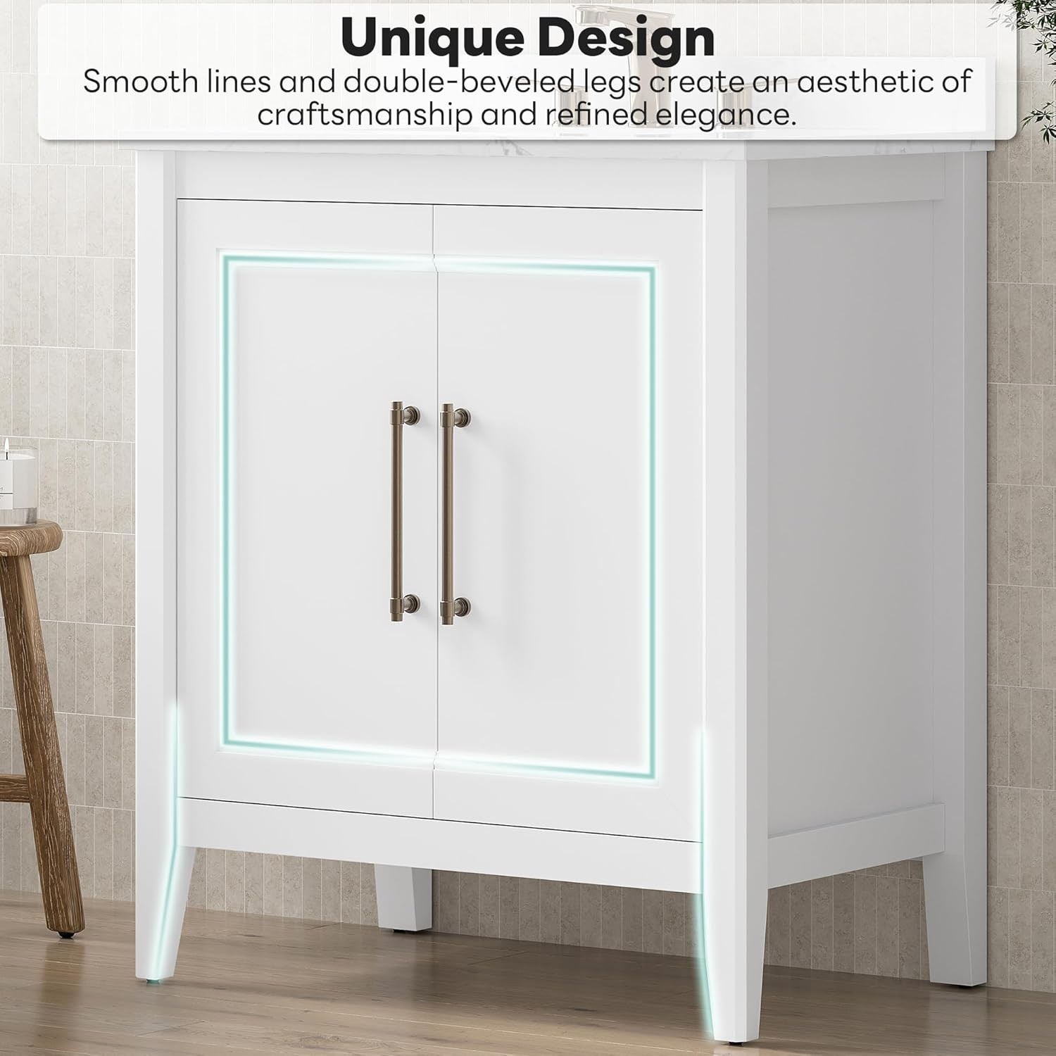 30″ Modern Bathroom Vanity with Sink, Soft-Close Doors & Engineered Stone Top