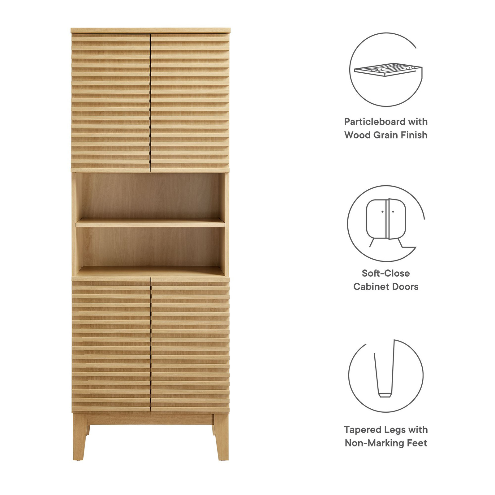 Render Tall Bathroom Storage Cabinet in Oak