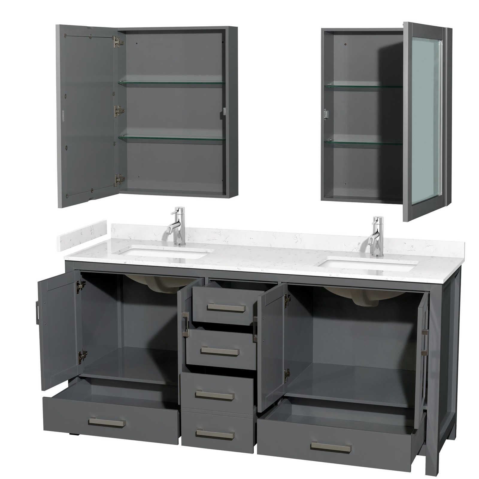 Wyndham Collection WCS141472D-VCA-MED Sheffield 72″ – Espresso / White Cultured