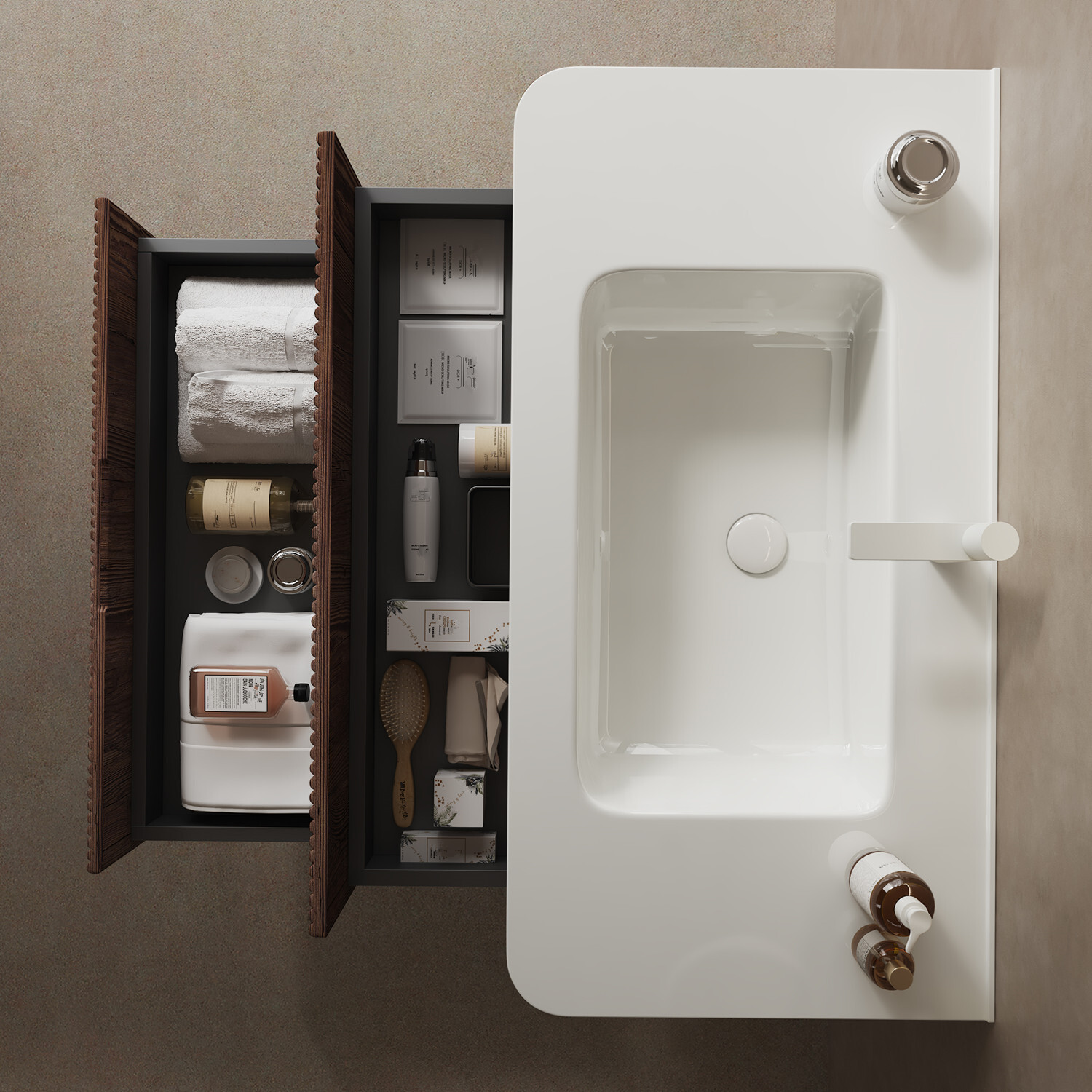 24″ 30″ 36″ Wall Mounted Bathroom Vanity with Sink, Floating Cabinet, 2 Drawers