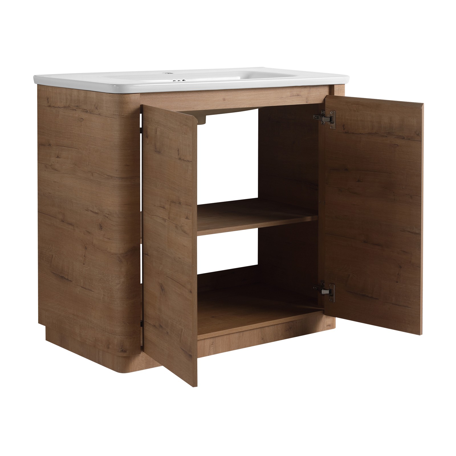 36 inch Freestanding Bathroom Vanity with Ceramic Sink Adjustable Shelf Plywood