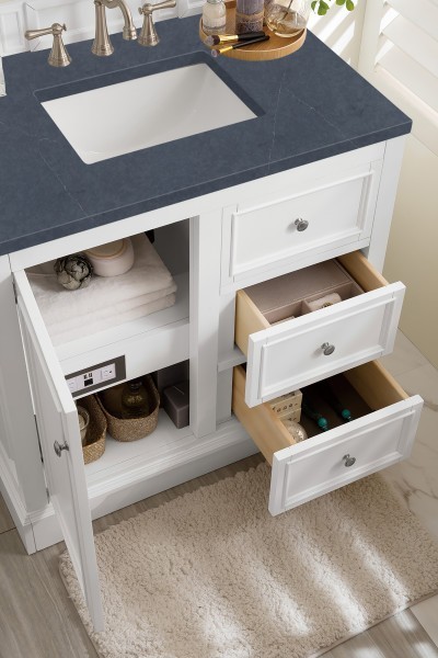 36″ James Martin De Soto 825-V36-BW-3CSP Vanity Cabinet Charcoal Soapstone Top