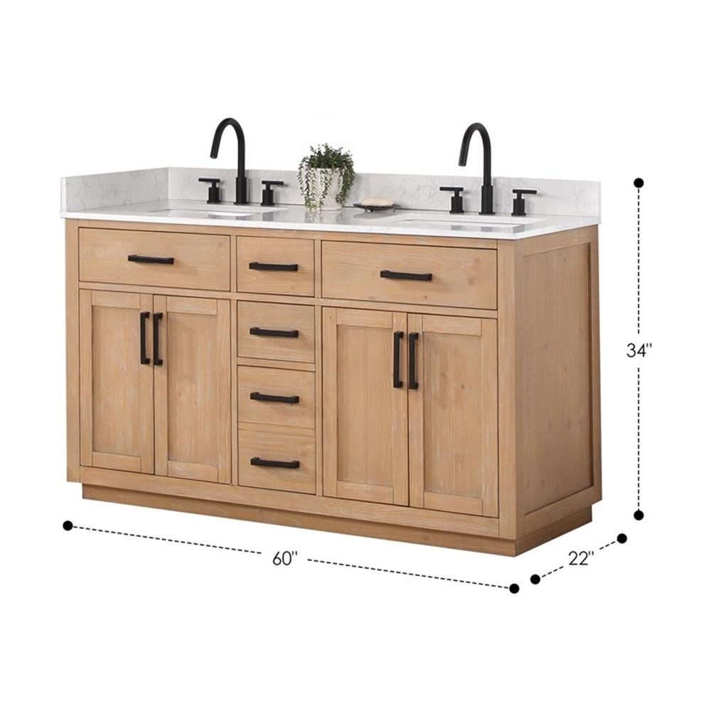 Pemberley Row Solid Wood Light Brown Vanity Rectangular 48″ Unassembled