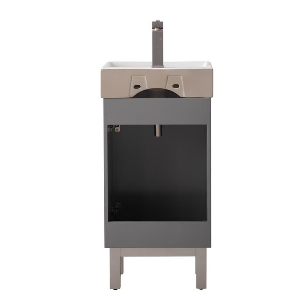 Design Element Stella 16.5″ Wood Single Sink Vanity in Gray