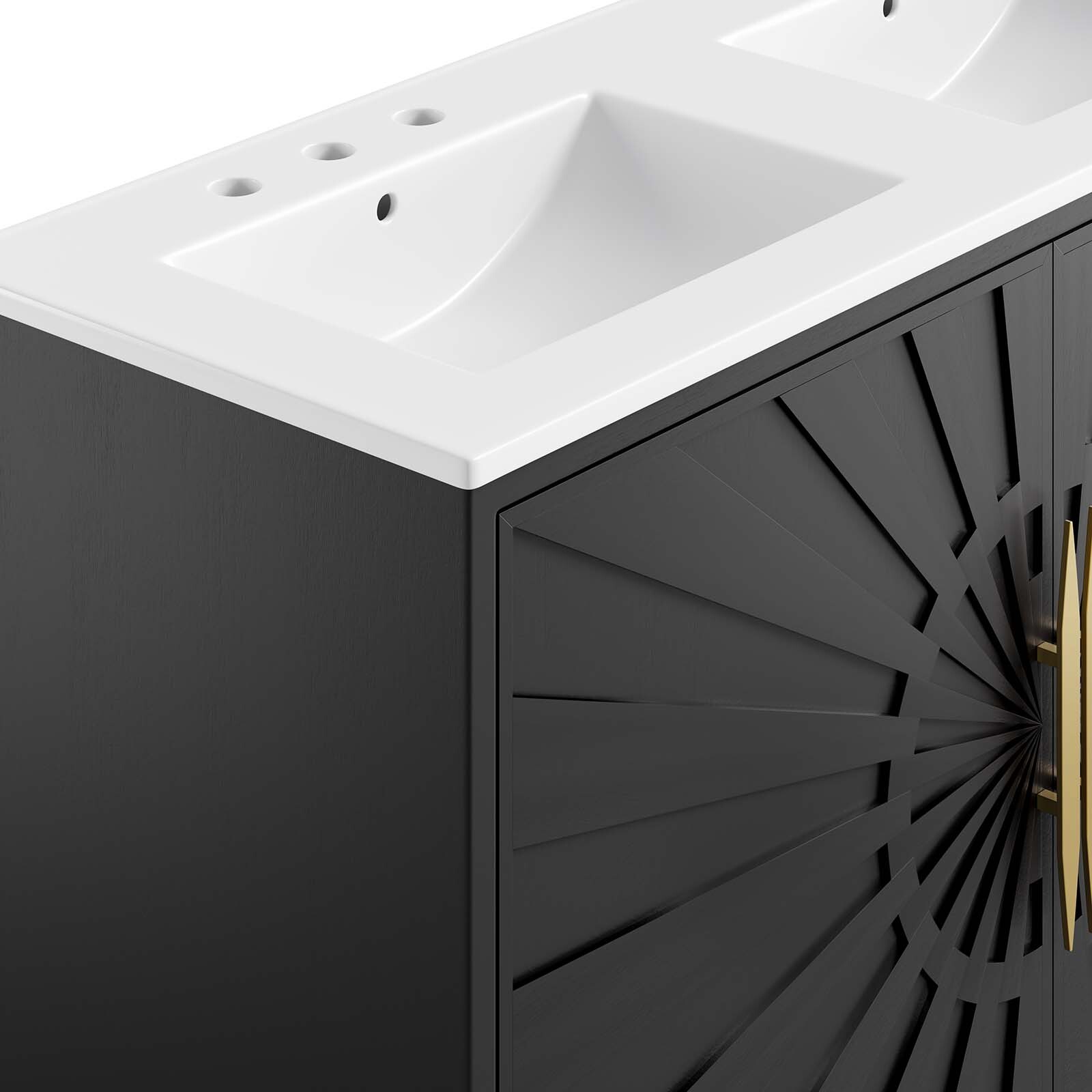 Modway Awaken 48″ Double Sink Bathroom Vanity in White Black