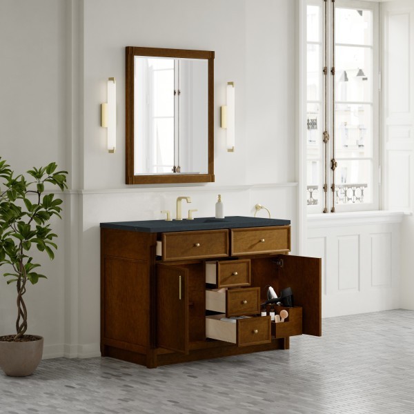 48″ James Martin Bellshire 660-V48-HNO-3CSP Vanity Cabinet Charcoal SoapstoneTop