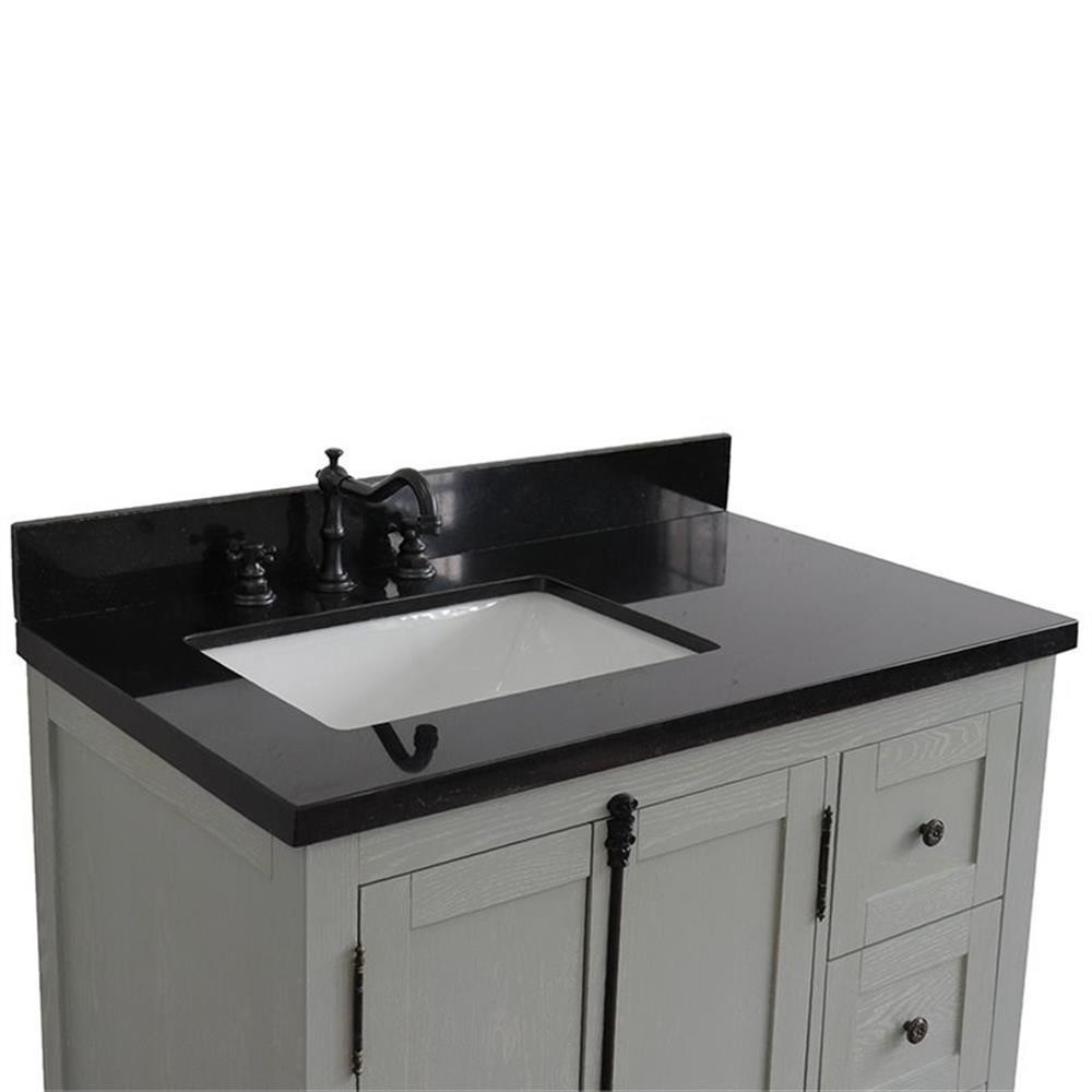 Plantation Solid Wood Single Vanity with Left Rectangle Sink in Ash/Black