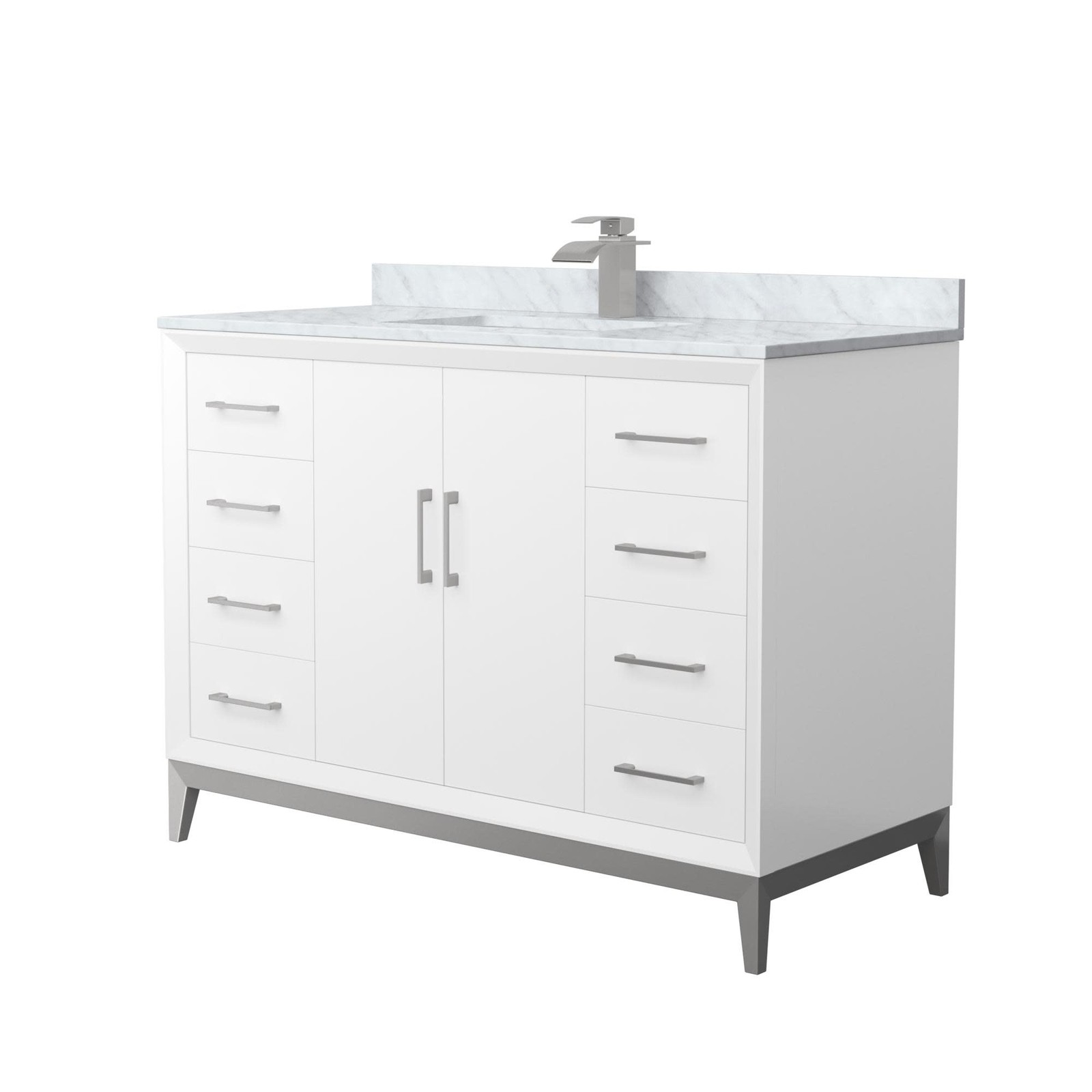 Wyndham Collection WCH818148S-CMUNS-MXX Amici 48″ – White / Brushed Nickel