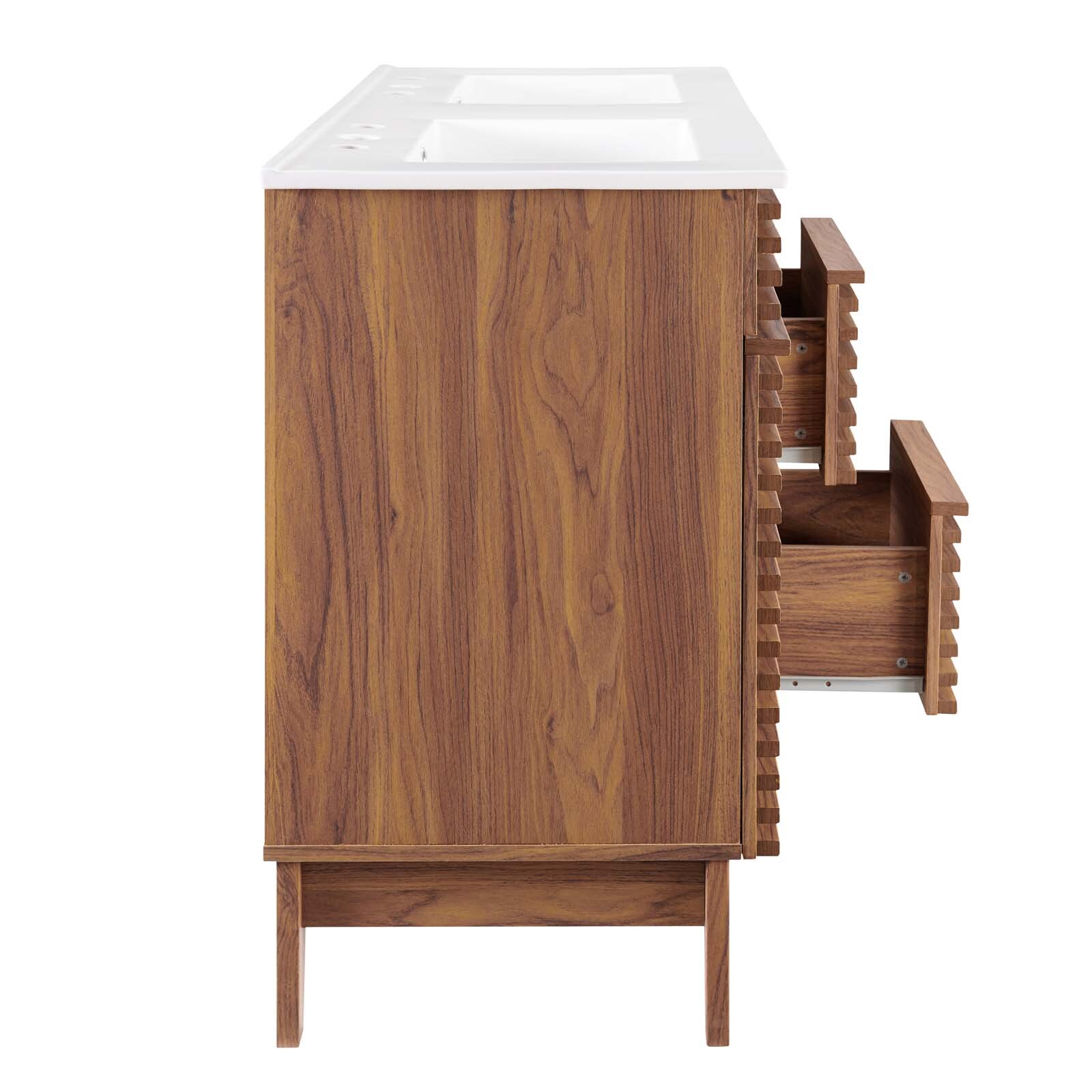 Modway Render 48″ Double Bathroom Vanity in Walnut White