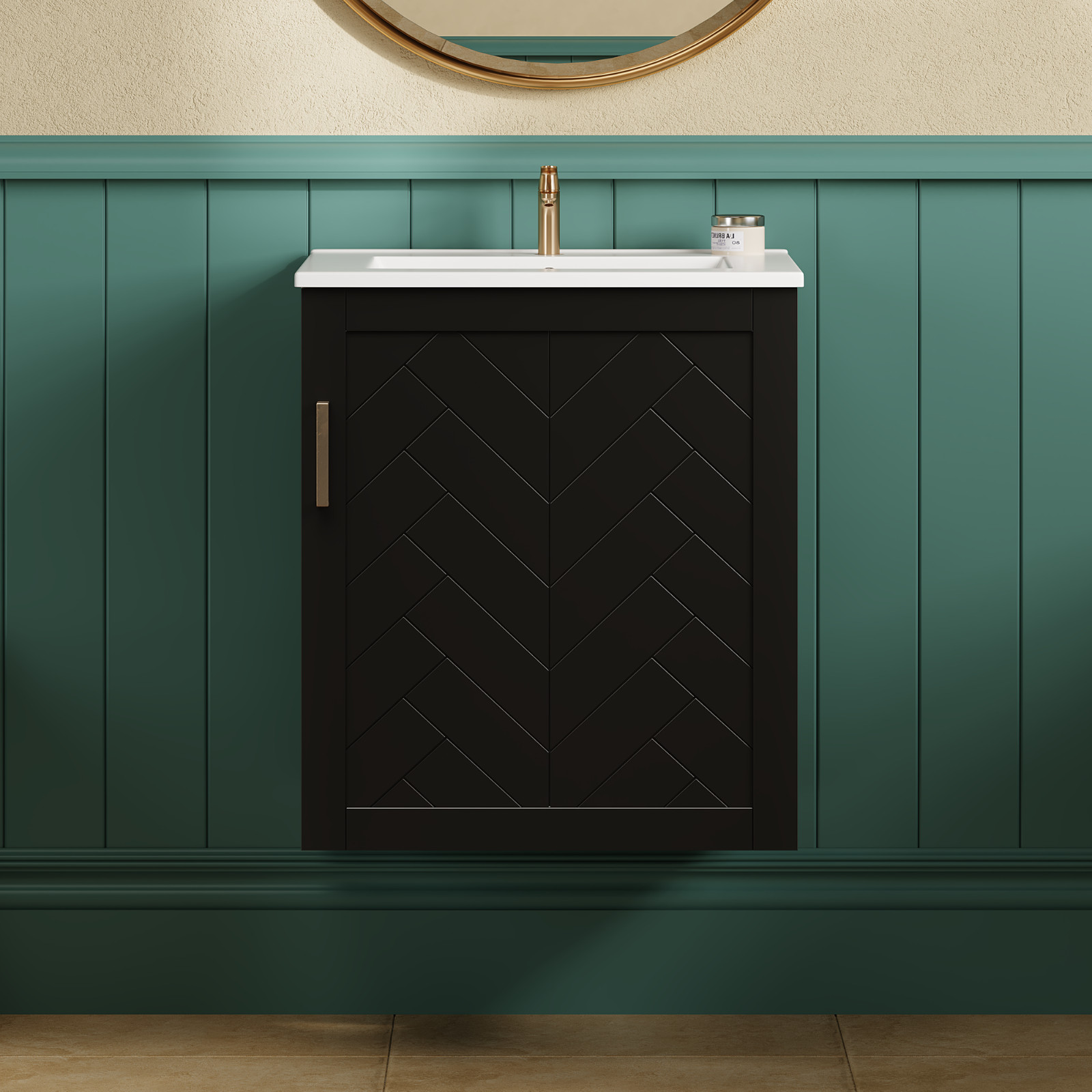 20″ Wall Mounted Bathroom Vanity Storage Cabinet With Sink Door Open Shelves