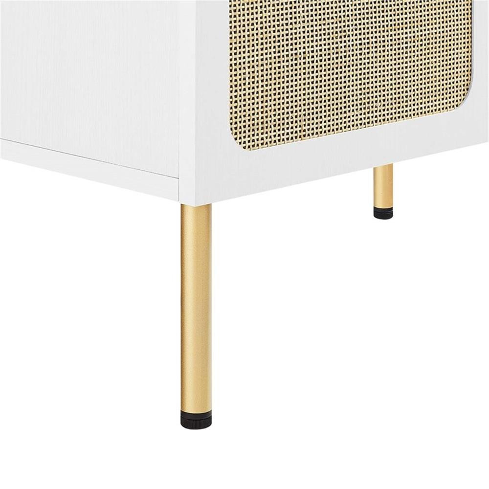 Modway Chaucer 30″ Wood & Rattan Bathroom Vanity with Adjustable Shelf in White