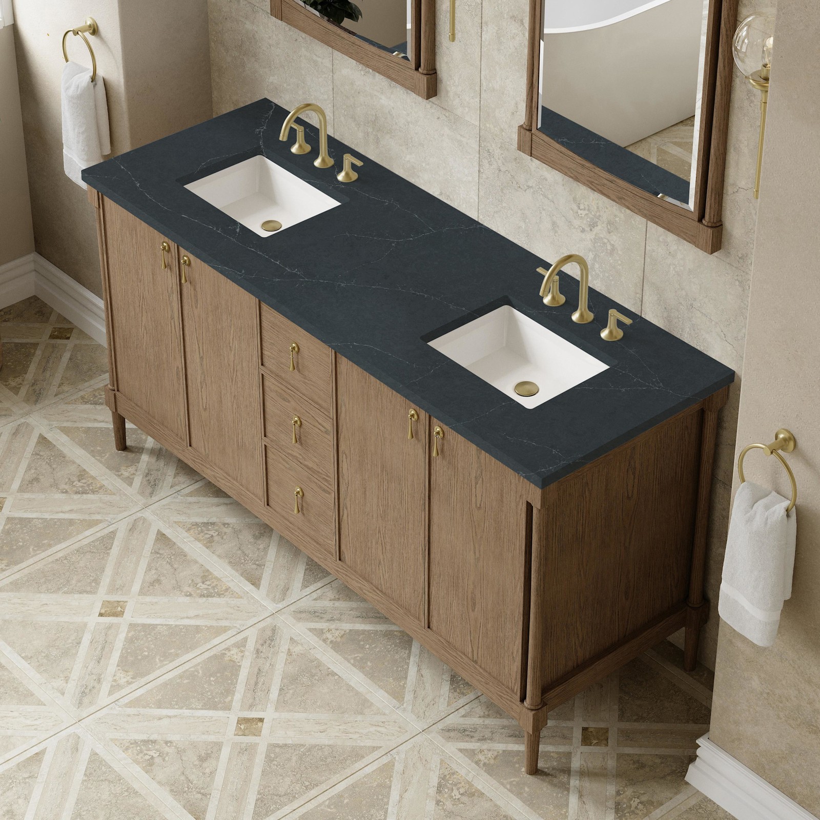 James Martin Vanities D680-V72-3CSP Kinnsden 72″ – Sable Oak