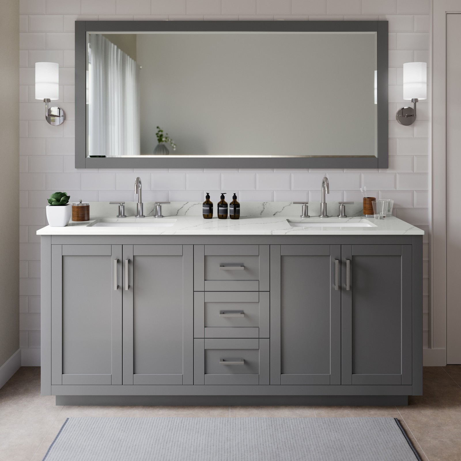 Wyndham Collection WCF292972D-QTZ-US3MXX Miranda 72″ – Dark Gray / Giotto Quartz