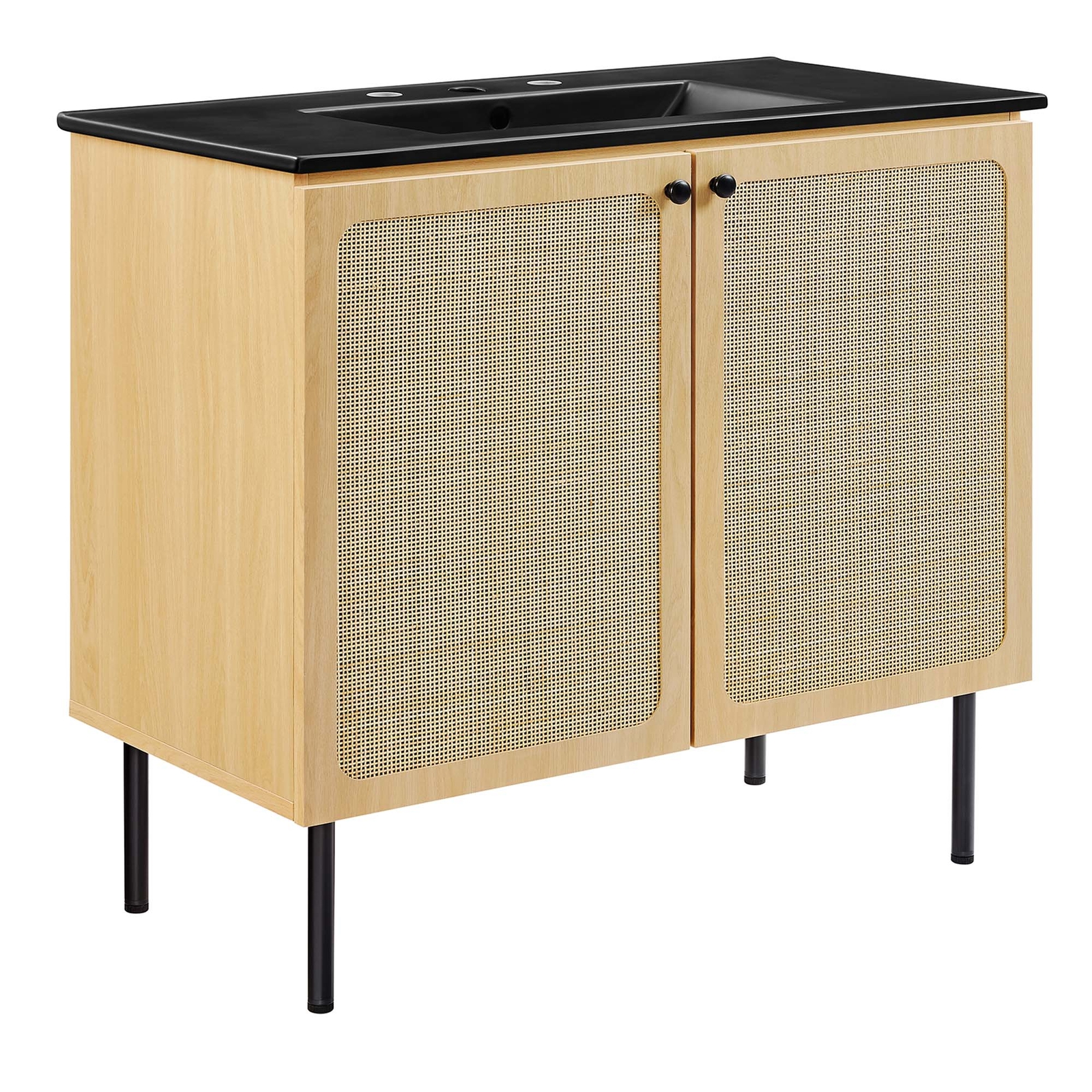 Modway Chaucer 36” Bathroom Vanity in Oak Black With Ceramic Sink Basin