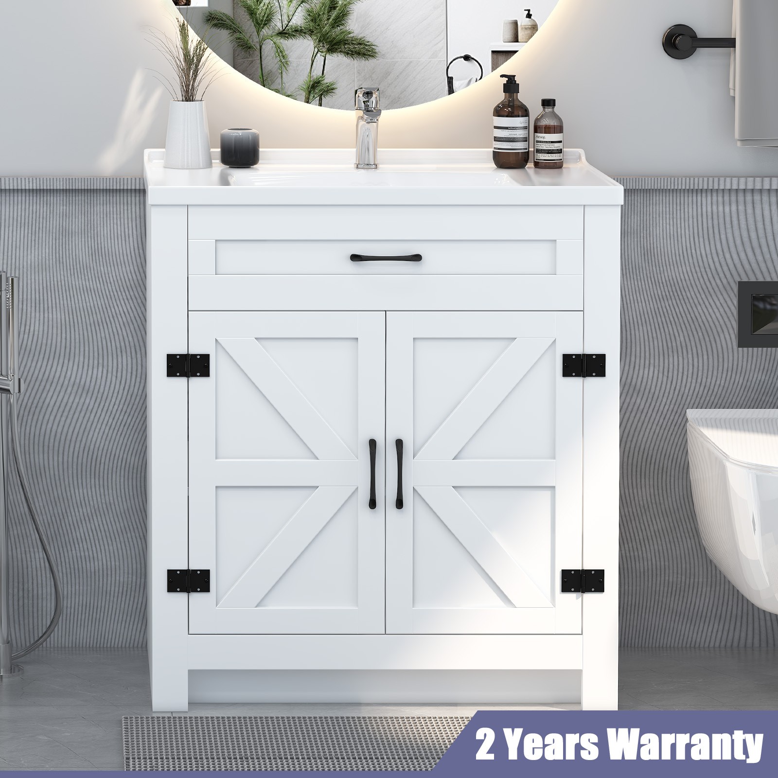 Modern Bathroom Sink Cabinet & Wash Basin Sink Cabinet with Door Waterproof