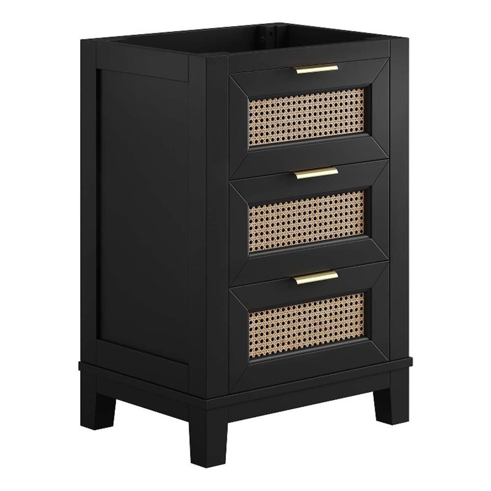Modway Dixie 24″ Solid Wood Bathroom Vanity Cabinet with Tapered Legs in Black