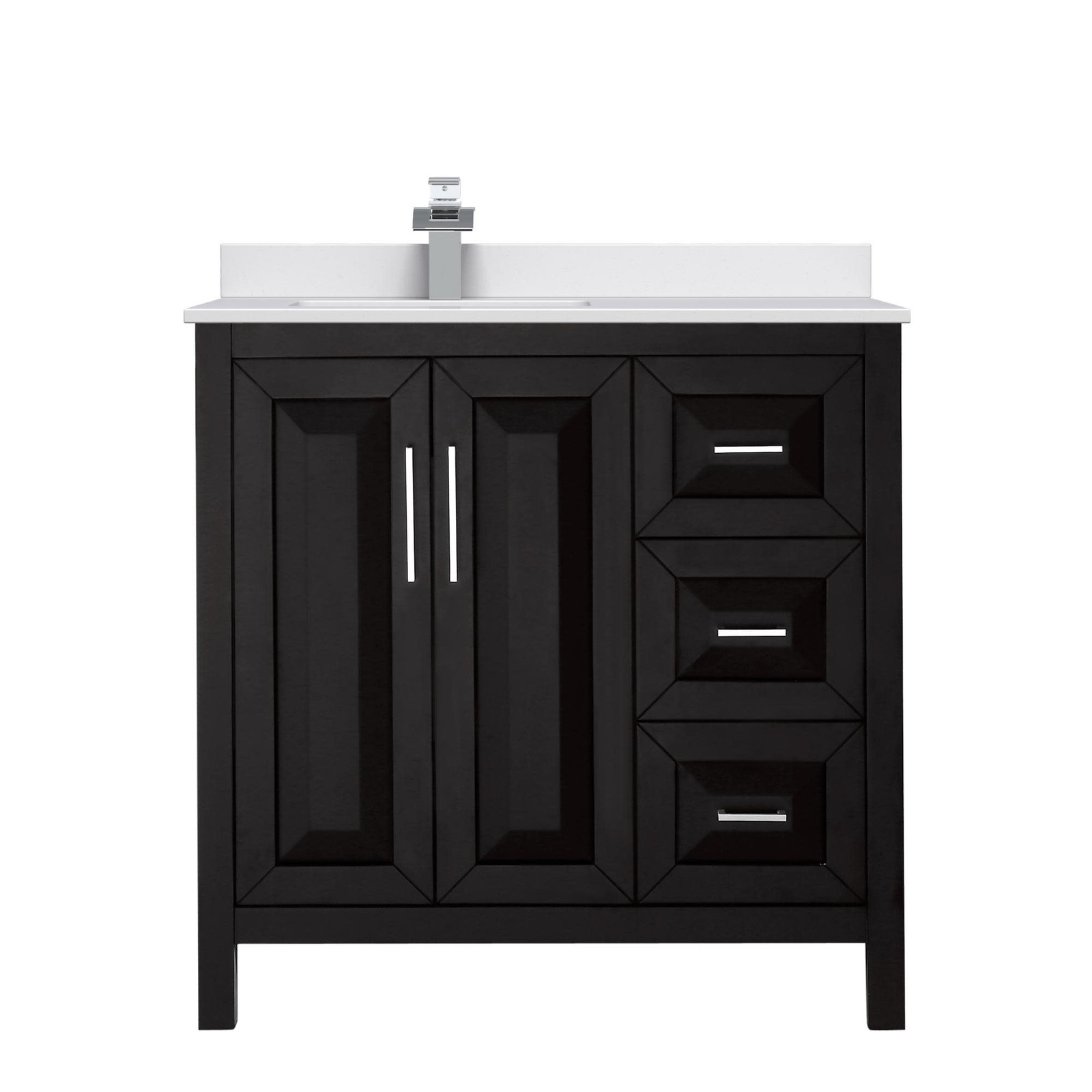 Wyndham Collection WCV252536S-Left-VCA-MXX Daria 36″ – White / Carrara Cultured