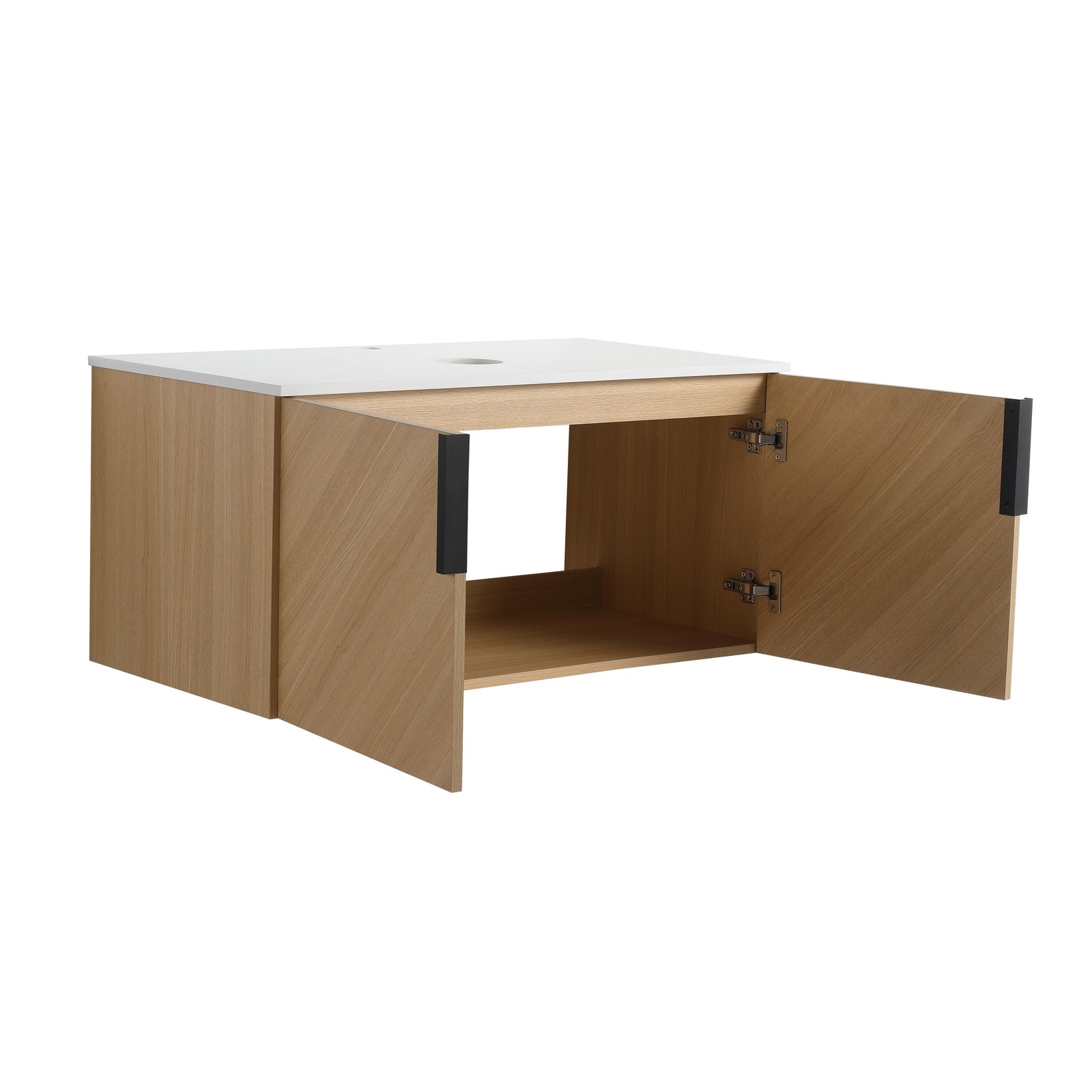 36″ Wall-Mounted Plywood Bathroom Vanity With Top Artificial Stone Slab 2 Doors