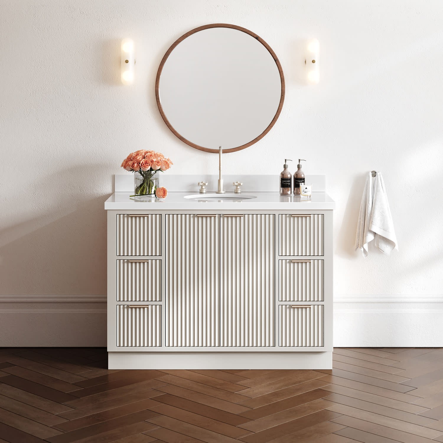 Ariel P49WQOVO Milan 49″ – Warm White / Pure White Quartz Top / Brushed Nickel