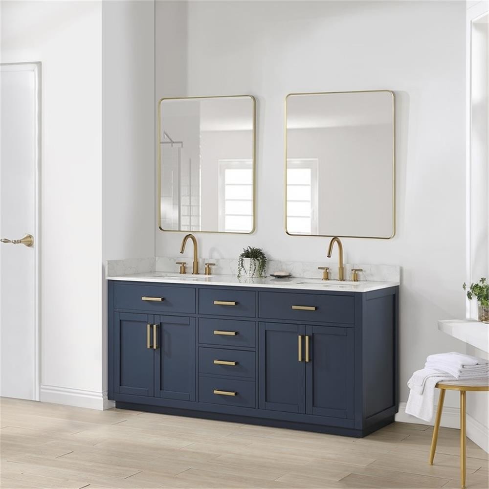 Gavino 72″ Wood Vanity in Royal Blue with Composite Stone Top no Mirror