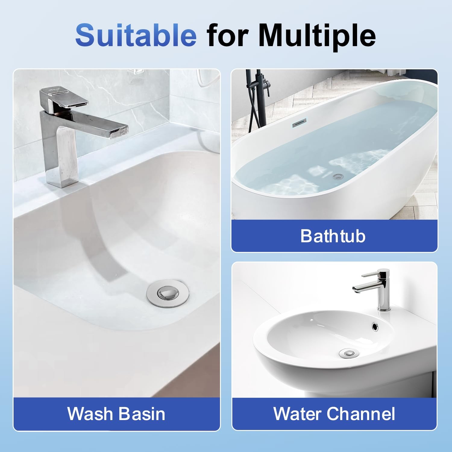 Bathroom Sink Stopper 2 in 1 Pop Up Anti Clog Filter Basket Drain Hair Catch