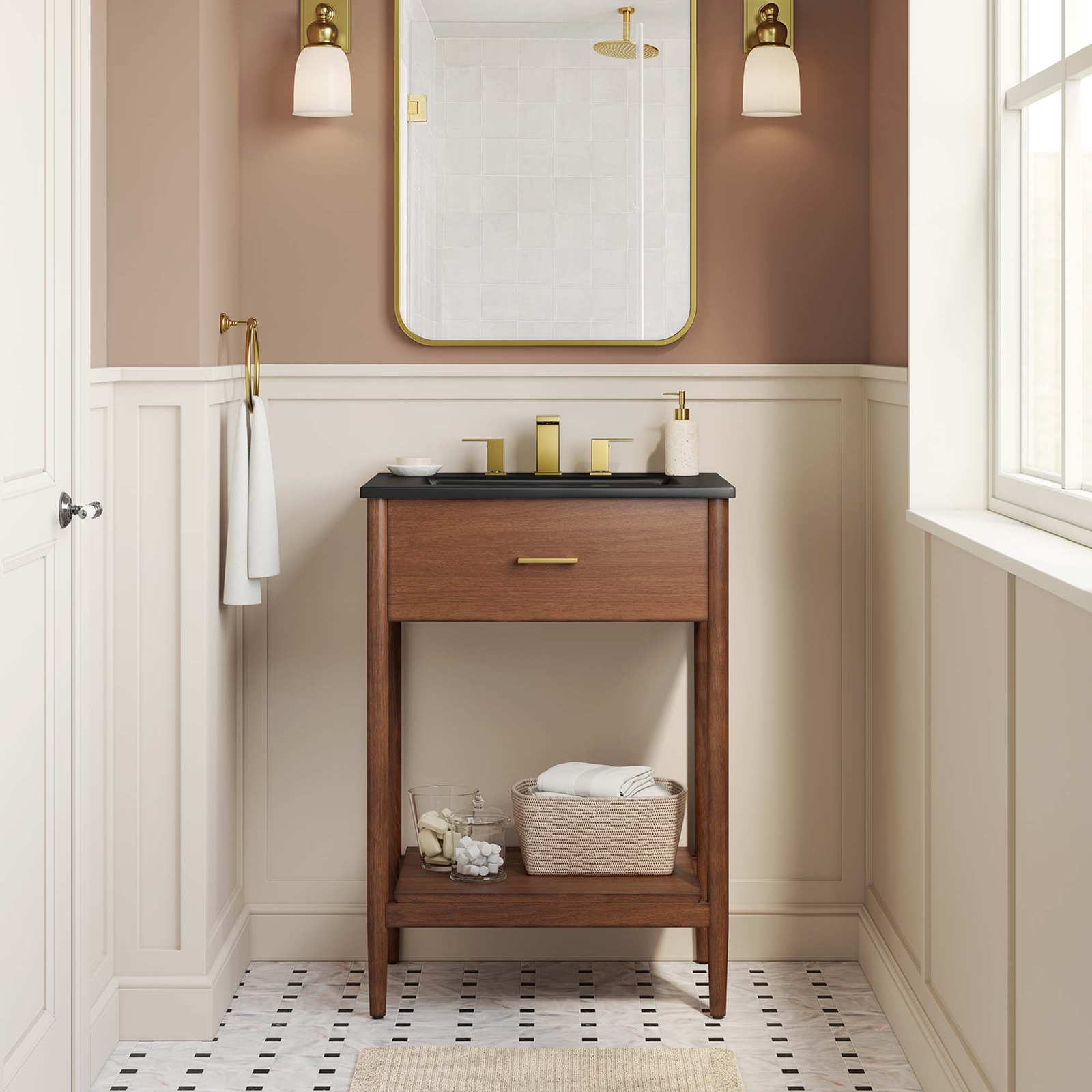 Zaire 24″ Bathroom Vanity in Walnut Black