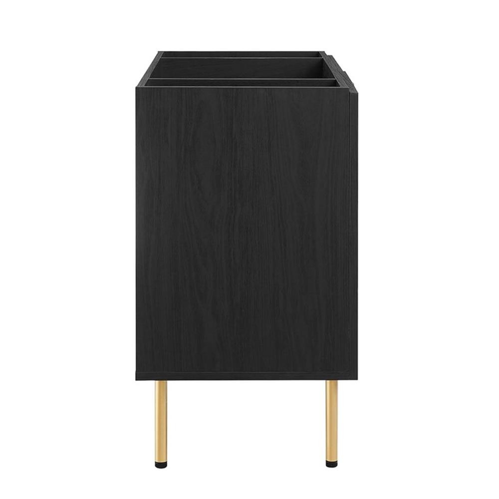 Modway Chaucer 36″ Wood & Rattan Bathroom Vanity Cabinet in Black