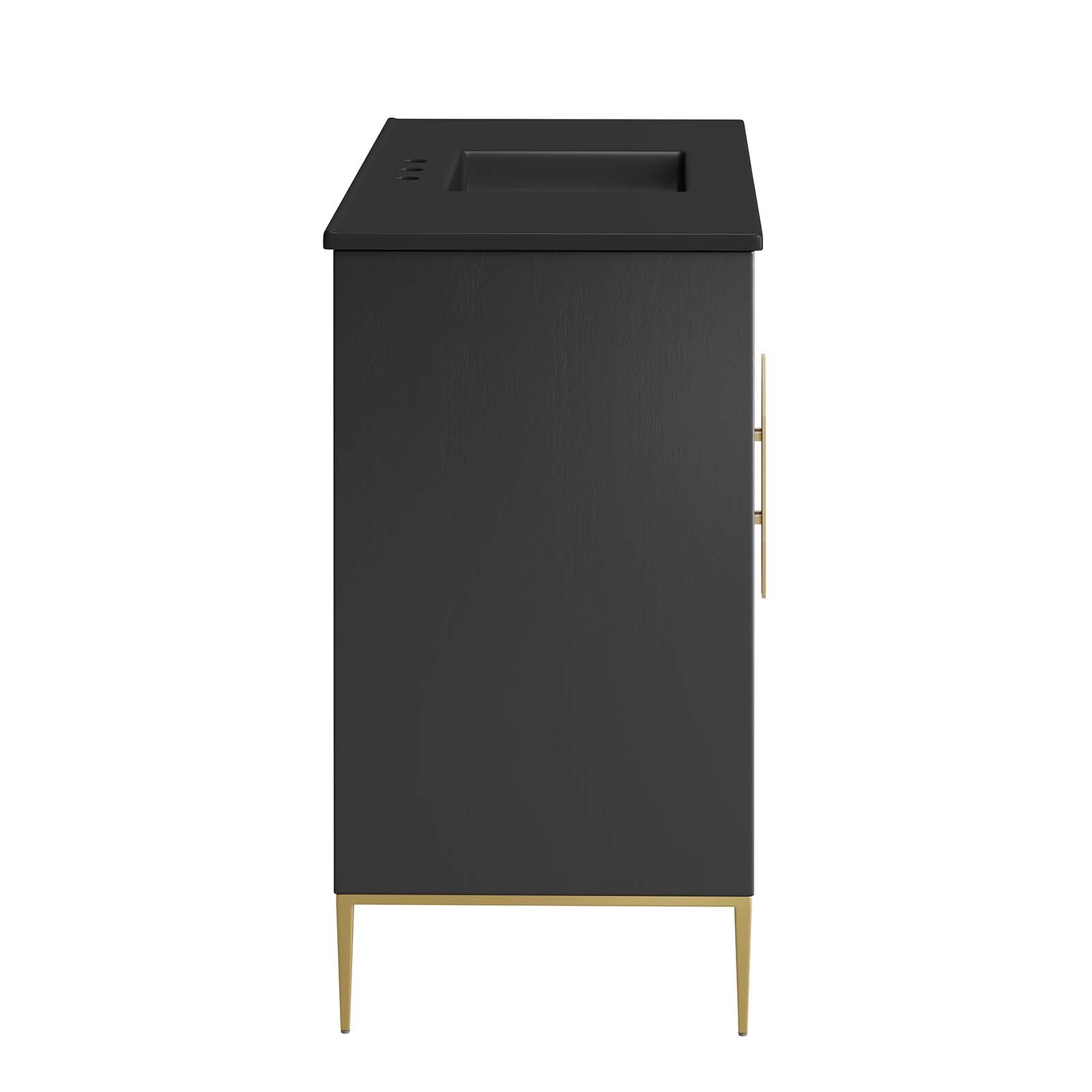 Modway Awaken 48″ Bathroom Vanity Cabinet in Black Black With Ceramic Sink Basin